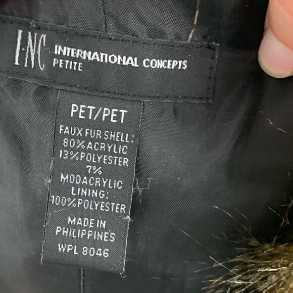 INC International concepts faux fur vest size P brown vegan shrug fall western - Picture 6 of 8